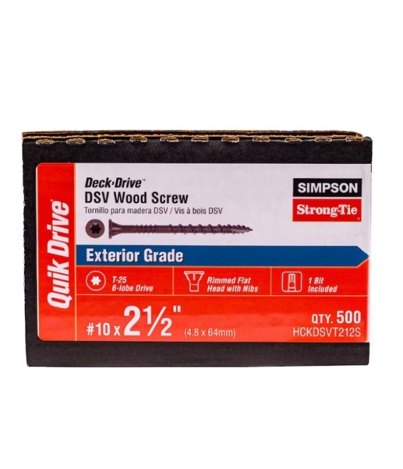 Simpson Strong-Tie Deck-Drive™ DSV #10x2-1/2 Wood Screws 500ct Collated