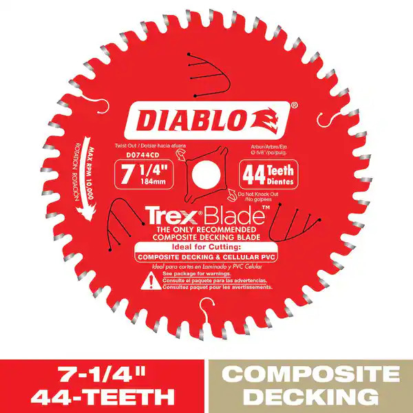 Diablo 7-1/4" Circular Saw Blade 44T Trex Deck