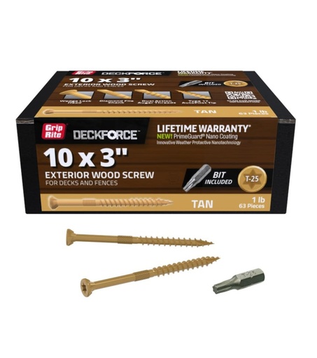 Grip Rite DeckForce #9x3 Screws 1Lb/Bx Tan