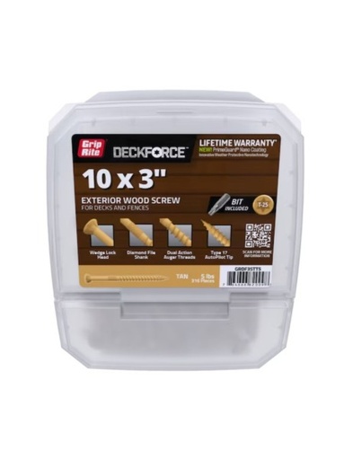 Grip Rite DeckForce #9x3 Screws 5Lb/Bx Tan