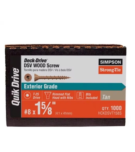 Simpson Strong-Tie Deck-Drive™ DSV #8x1-5/8 Wood Screws 1000ct Collated