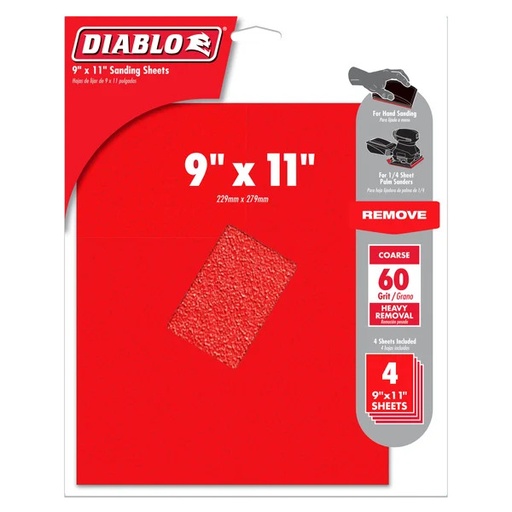 [FREDCS911060S04G] Diablo 9x11 Sandpaper 60 Grit 4-Pack