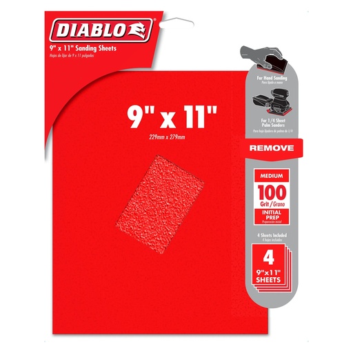 [FREDCS911100S04G] Diablo 9X11 Sandpaper, 100 Grit 4/Pk - DCS911100S04G