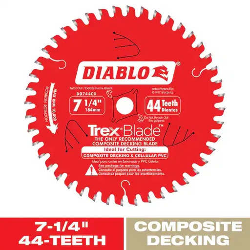 Diablo 7-1/4" Circular Saw Blade 44T Trex Deck D0744CD